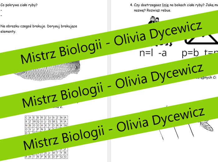 Ryby - zadania do samodzielnej pracy uczniów