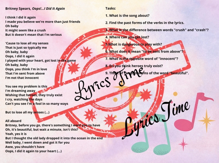 Lyrics Time: Britney Spears - Oops! I did it again