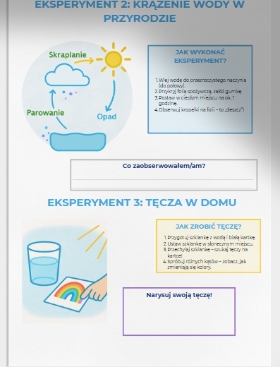 Zestaw kart pracy „Eksperymenty z wodą i pogodą”