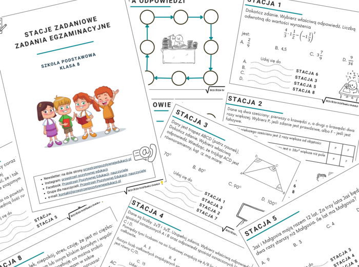 Stacje zadaniowe z zadaniami egzaminacyjnymi - matematyka E8