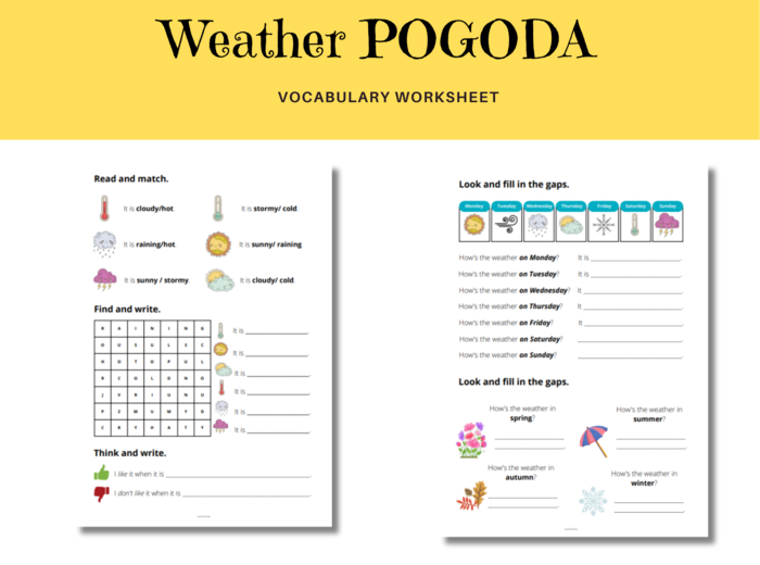 Karta Pracy Pogoda Weather, pory roku, nazwy miesięcy i dni tygodnia