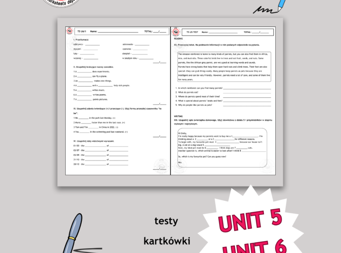 Together 5 – testy i kartkówki do podręcznika działy 5 i 6