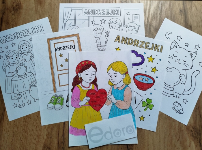 Andrzejki Kolorowanka przedszkole szkoła 1-3