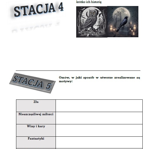 Stacje zadaniowe "Dziady, część II"