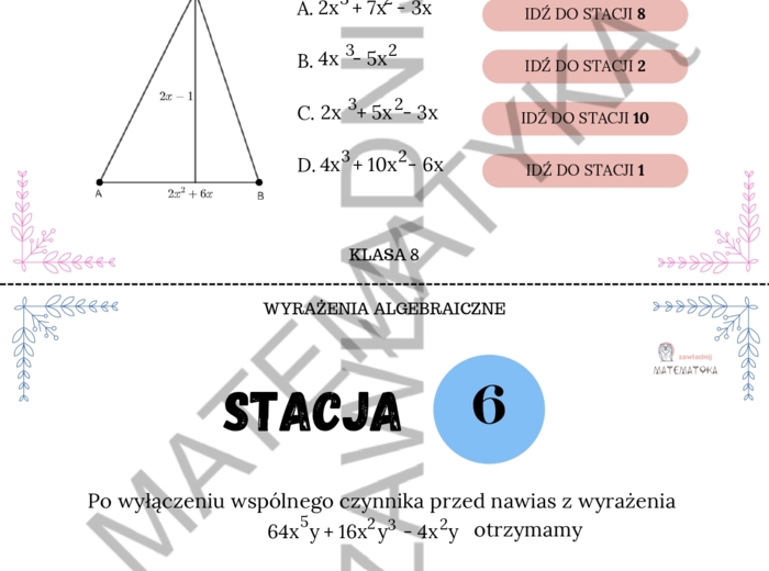 Stacje zadaniowe – wyrażenia algebraiczne