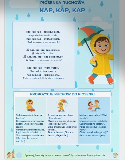Piosenka ruchowa "Kap, kap, kap"