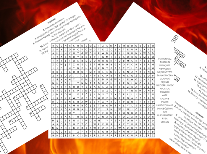 "QUO VADIS" - krzyżówka, wykreślanka - lektury obowiązkowe kl.7-8