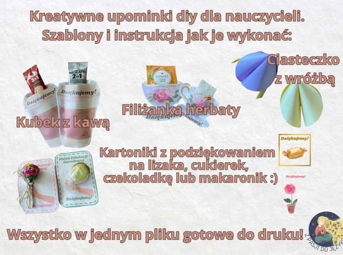 Dzień nauczyciela, Dzień Edukacji Narodowej. Kreatywne upominki diy dla nauczycieli. Szablony i instrukcja.