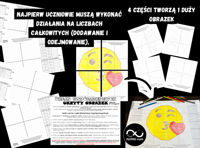 Projekt grupowy. Układ współrzędnych (zaznaczanie punktów) oraz dodawanie i odejmowanie liczb całkowitych – ukryty obrazek. Matematyczne Walentynki.