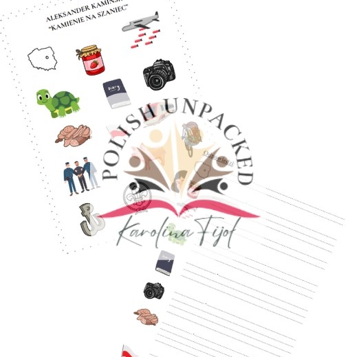 Ikony (obrazki) do lektury "Kamienie na szaniec", język polski, egzamin ósmoklasisty, lektura obowiązkowa klasa 7-8