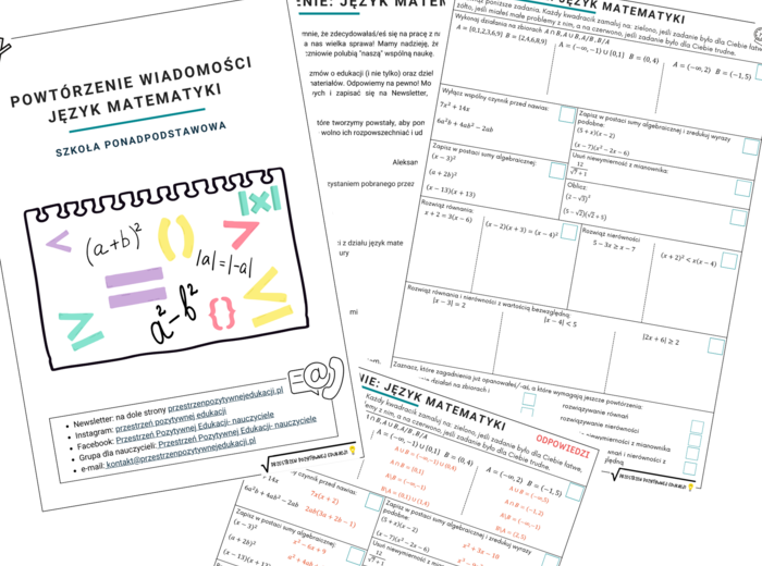 Powtórzenie z języka matematyki (szkoły ponadpodstawowe)