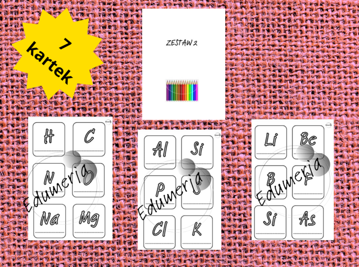 Proste karty z symbolami pierwiastków - DO KOLOROWANIA – idealne na lekcje chemii, powtórki, zastępstwa i zadania dla chętnych! Do pobrania i wydrukowania od razu
