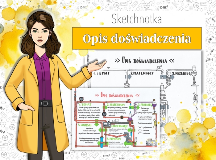 Chemia/Fizyka. Klasa 7. Opis doświadczenia. Opis eksperymentu. Sketchnotka/notatka graficzna. Karta pracy. Zadanie.