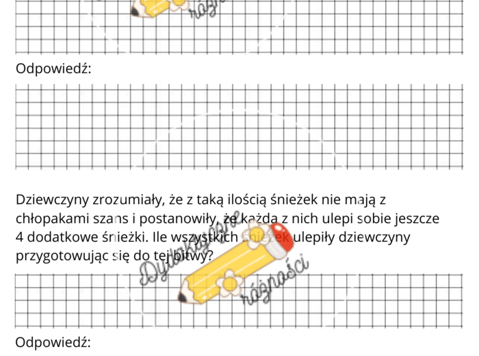 Grudniowa matematyka (10 zadań tekstowych). Mnożenie w zakresie 100.