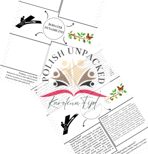 Motyw bohater dynamiczny + odpowiedzi, egzamin ósmoklasisty, rozprawka