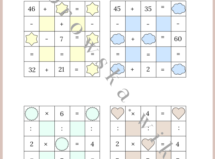 Mini krzyżówki matematyczne