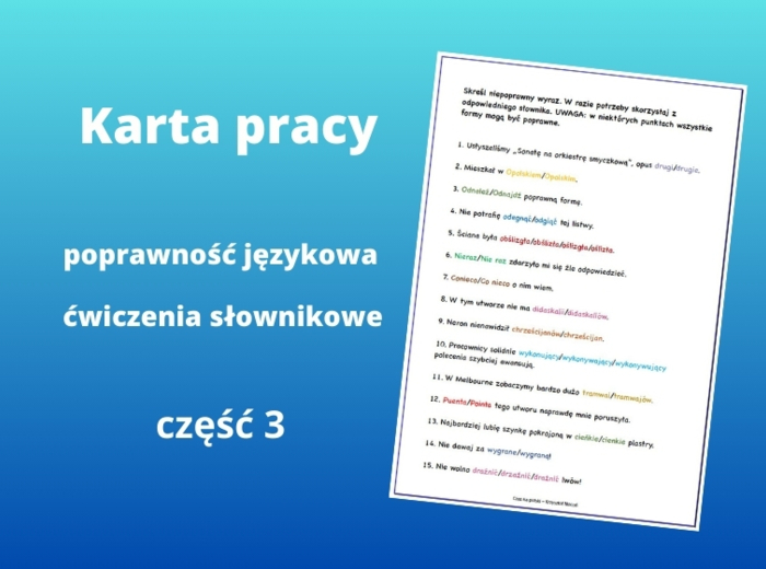 Poprawność językowa – karta pracy (część 3)