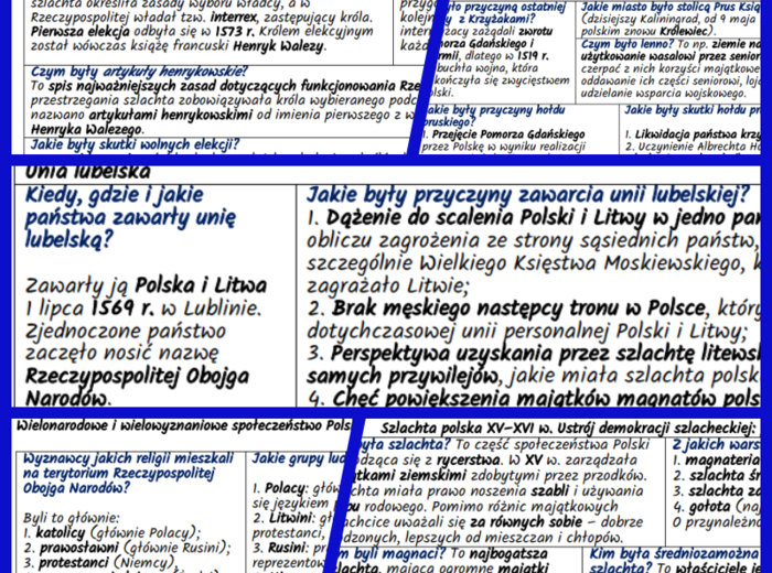 Polska XV–XVI w. Dzieje polityczne, ekonomia i gospodarka. NOTATKI