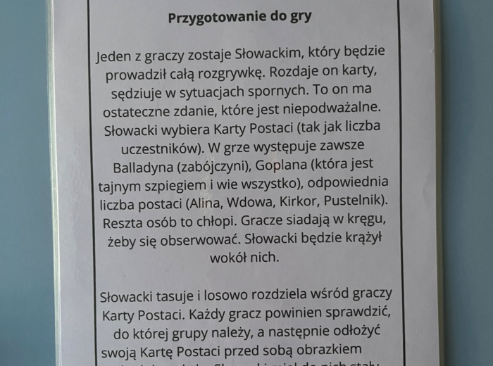 Zbrodnia Balladyny - gra karciana na motywach gry Mafia