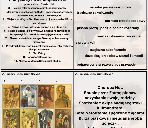 Stacje zadaniowe do lektury "W pustyni i w puszczy"