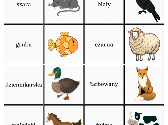 Związki frazeologiczne ze zwierzętami - memory