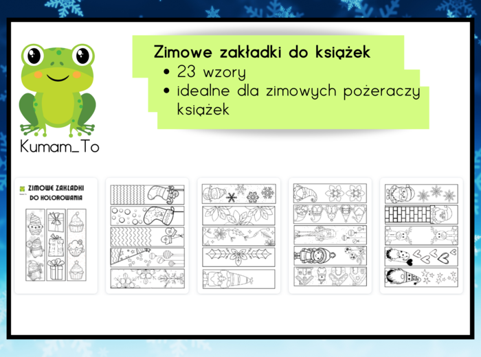 Zimowe/świąteczne zakładki do książek