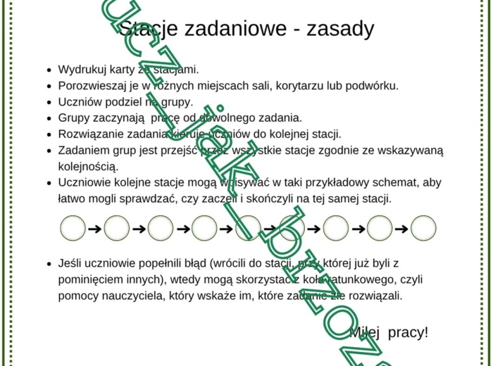 Powtórzenie wiadomości po klasie 6, klasa 7, stacje zadaniowe, praca w grupach