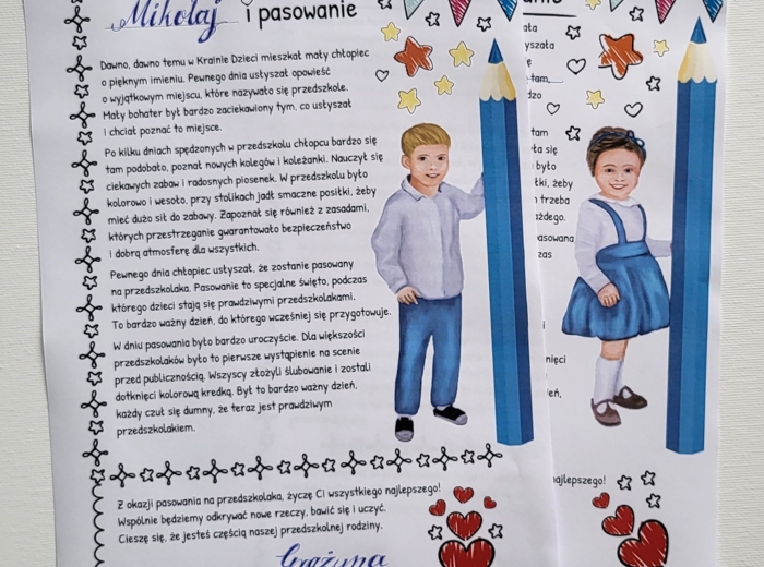 Bajka o pasowaniu na przedszkolaka.