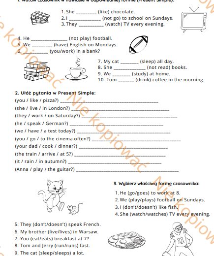 Karta pracy - Present Simple A1/A2