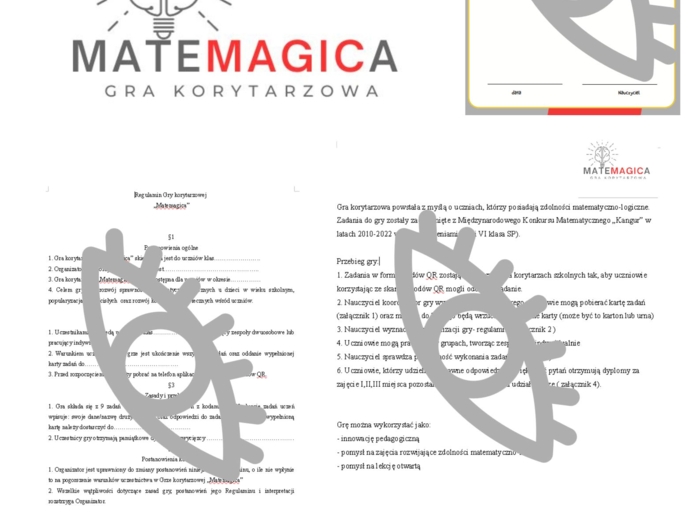 Gra korytarzowa "Matemagica" dla uczniów SP - komplet