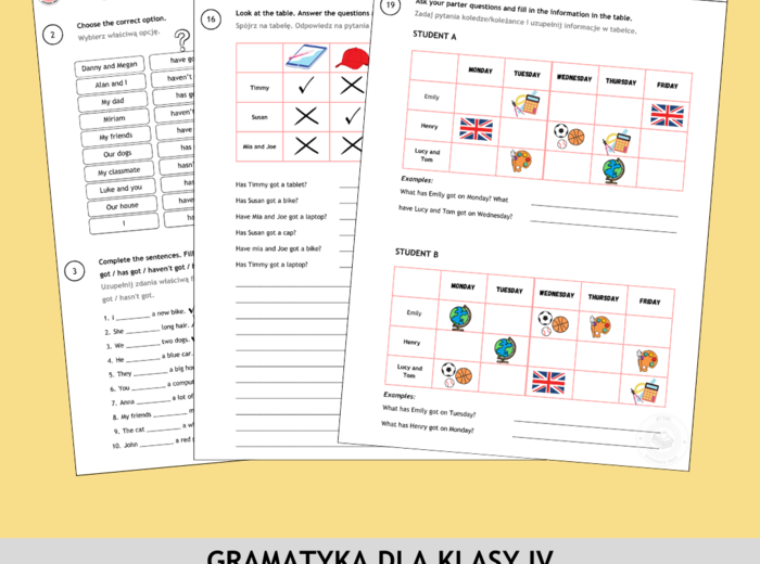 Have got - ćwiczenia gramatyczne (Gramatyka dla klasy IV - rozdział 4)