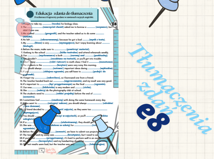 Edukacja - E8 - tłumaczenia zdań