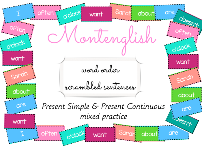 Rozsypanki wyrazowe Scrambled Sentences: Present Simple vs Present Continuous