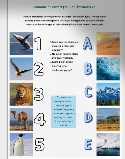 Karta Pracy. Zwierzęta i ich środowiska. Segregacja śmieci