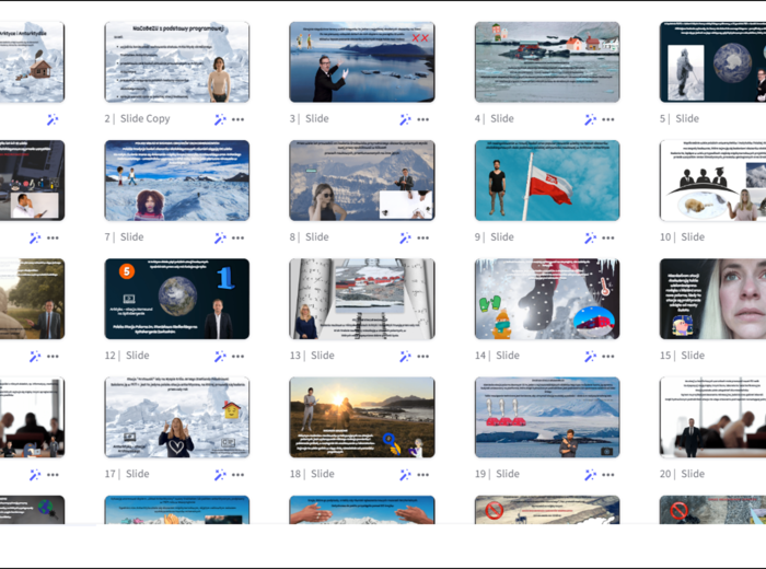 Prezentacja „Badania obszarów okołobiegunowych” w genially do edycji – geografia 8