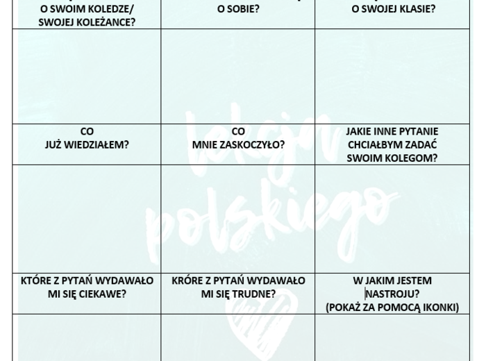 KLASOWA INTEGRACJA- ZESTAW ZDAŃ DO DOKOŃCZENIA