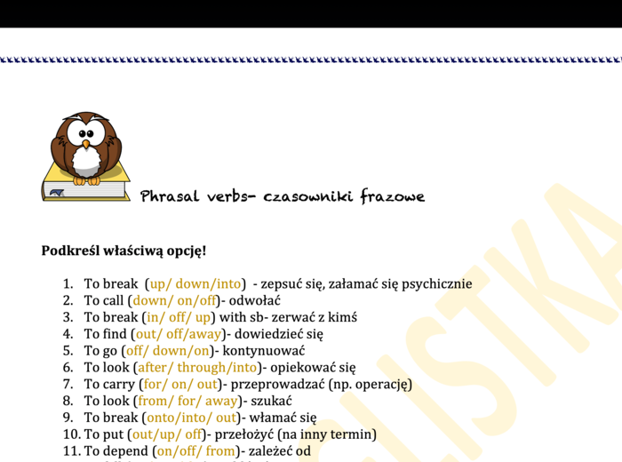 Phrasal verbs- Czasowniki frazowe- quiz A,B,C+ klucz EGZAMIN ÓSMOKLASISTY/ MATURA PODSTAWOWA