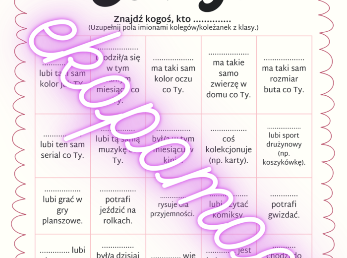 Karta pracy na godzinę wychowawczą - AKCJA INTEGRACJA