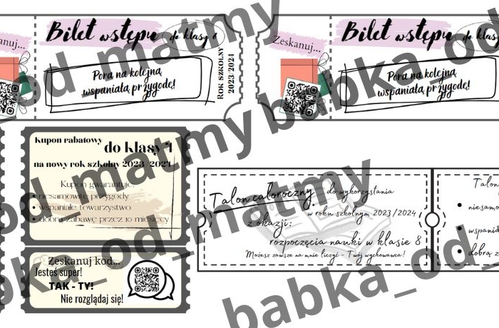 Bilety, kupony, talony na rozpoczęcie roku szkolnego!