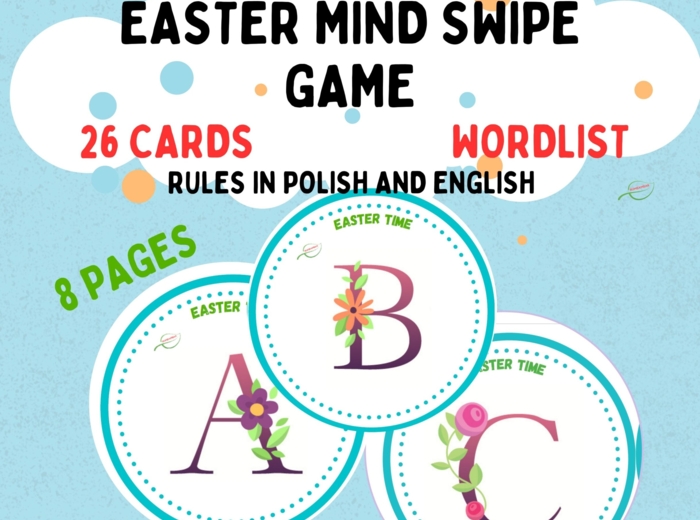 Easter Mind Swipe game/ Wielkanocna gra karciana. Great warm up/ świetna rozgrzewka językowa. Każdy poziom, dobre dla SPE.