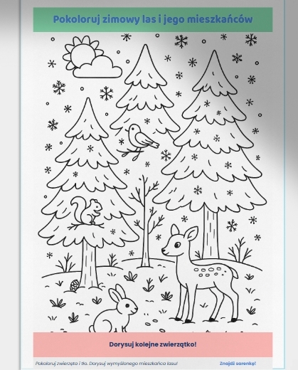 Kolorowa zima – zestaw kart pracy