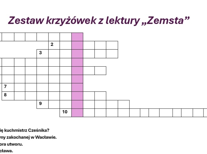 Krzyżówki z "Zemsty"