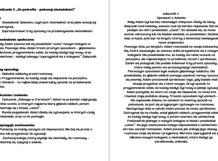 Cykl 12 spotkań (scenariuszy) i bajek dla NIEŚMIAŁYCH dzieci klas podstawowych