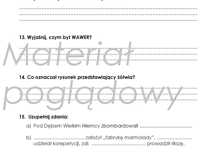 Kamienie na szaniec - test z lektury