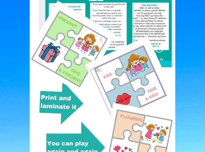 Mother's Day game pack/ Dzień Matki Karty obrazkowe, kupony, koło zadań, zgadywanki, puzzle, układanki Dobre dla SPE/ ZR/ RI