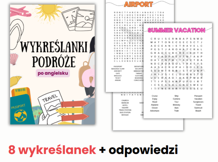 WYKREŚLANKI PO ANGIELSKU, PODRÓŻE, ANGIELSKI, SŁÓWKA, VOCABULARY