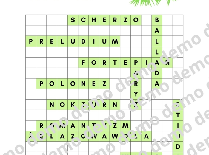 Muzyka, klasa 4-5 Fryderyk Chopin. Karta pracy: wykreślanka.