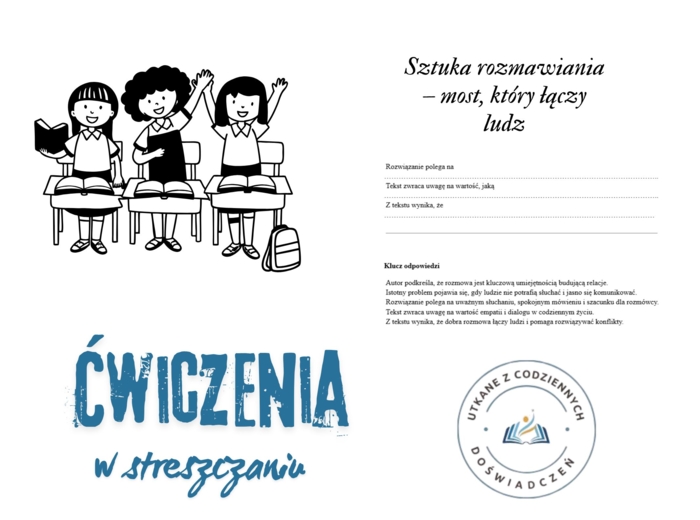 Ćwiczenia w streszczaniu. Sztuka rozmawiania – most, który łączy ludzi