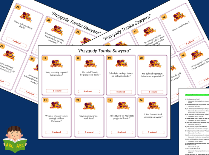 "PRZYGODY TOMKA SAWYERA" – gra typu „5 sekund” – 56 pytań + ODPOWIEDZI