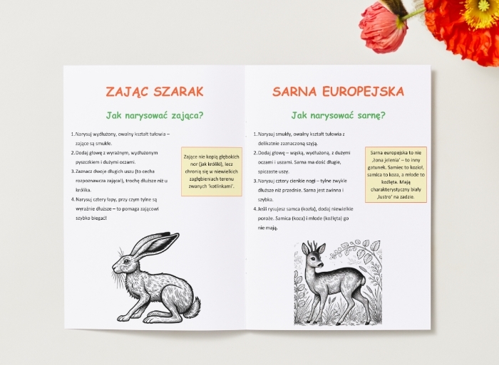 Kolorowanki z roślinami i zwierzętami. Gatunki ptaków, ssaków i drzew